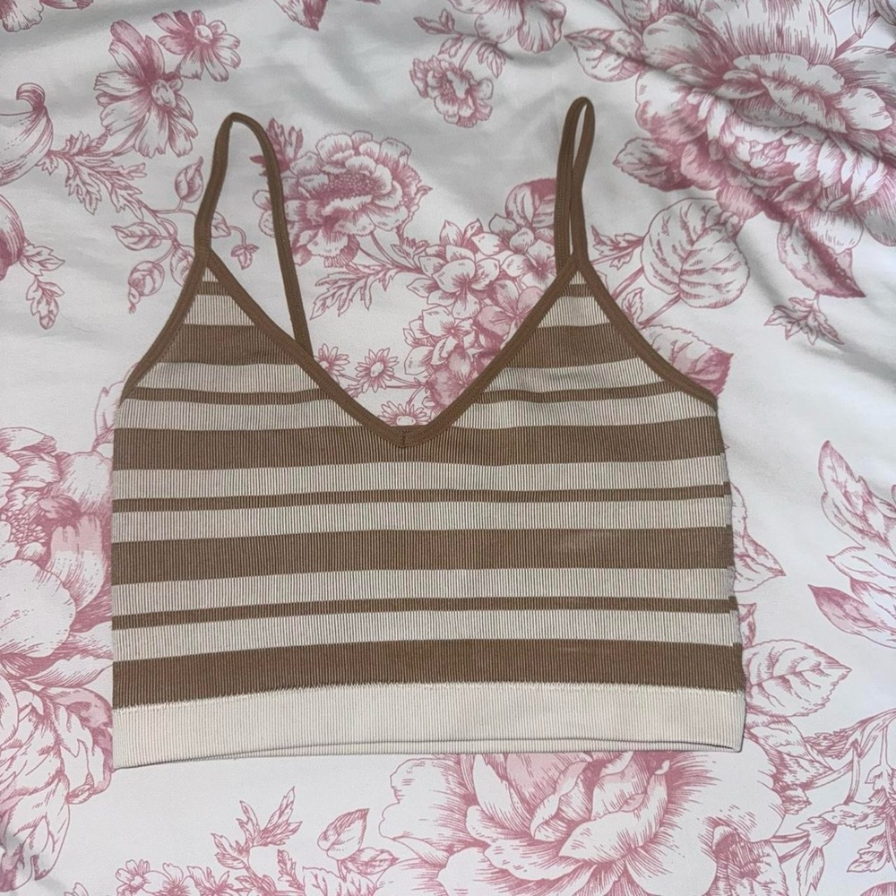 brown striped garage tank top